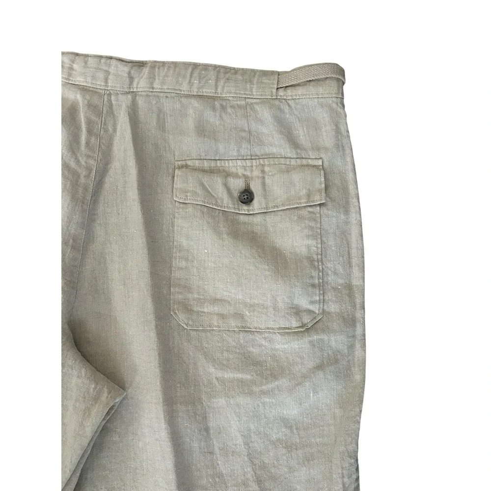 Tasso Elba 100% Linen Chino Pants Beige Semi‎ Sheer 36x27 Coastal Lightweight